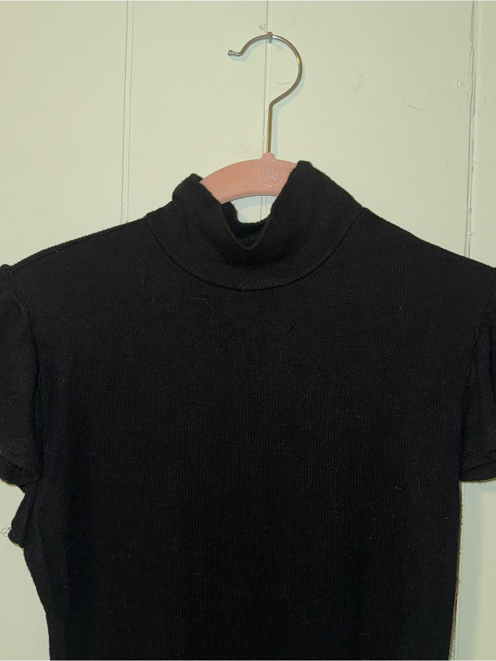 Black Short-Sleeve Turtleneck Bodysuit